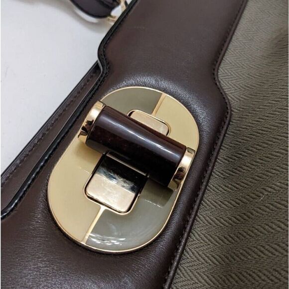 Authentic BVLGARI Isabella Rosselini Gray Brown Multi Jacquard Leather Handbag - Picture 3 of 11